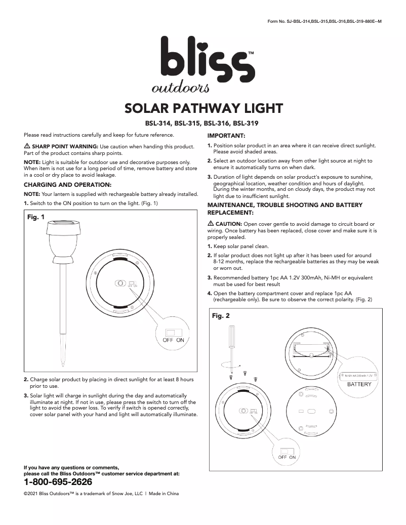 Imagen de la primera página del manual del dispositivo BSL-319