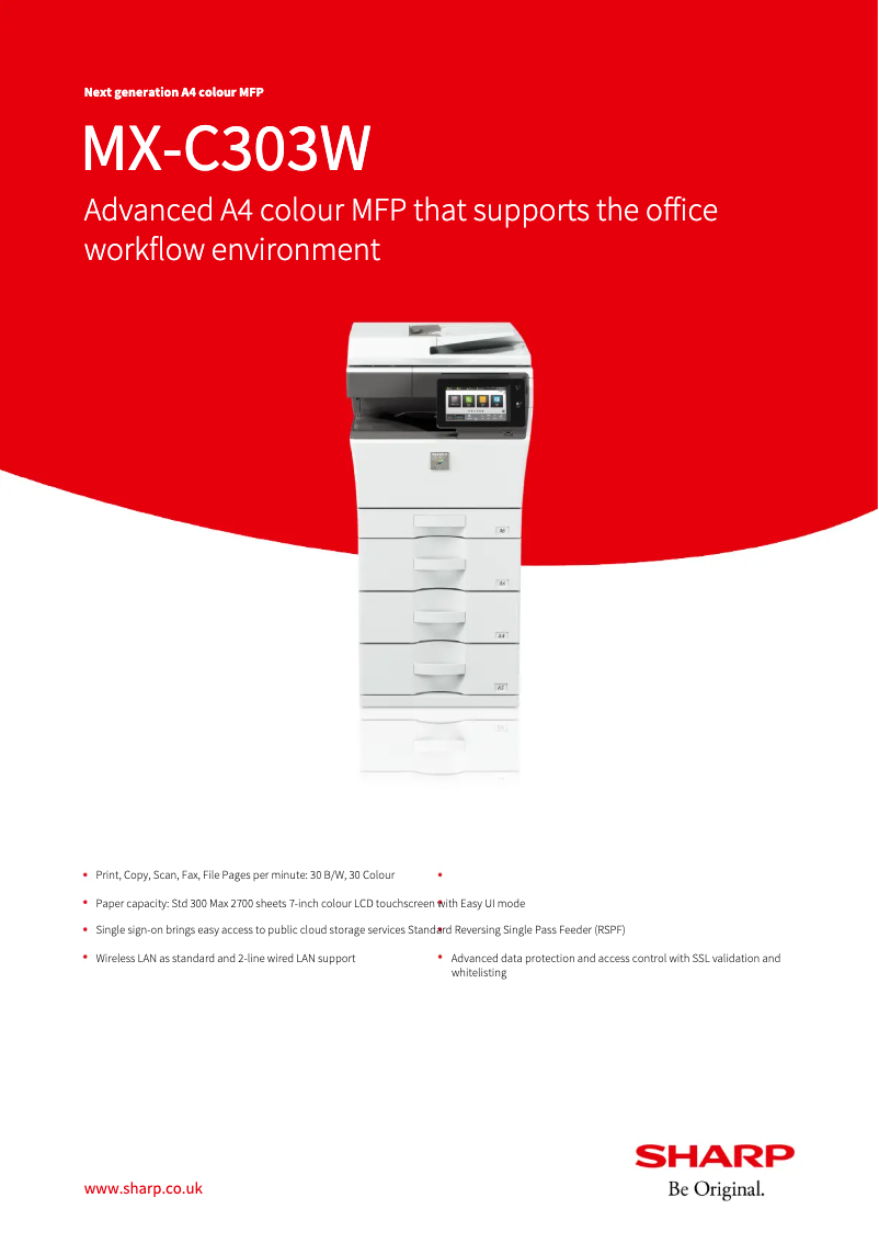 Imagen de la primera página del manual del dispositivo MX-C303W