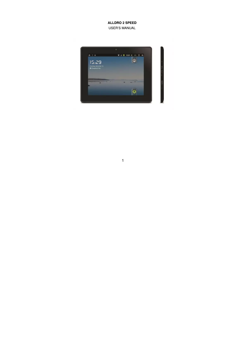 Imagen de la primera página del manual del dispositivo Alldro 2 Speed