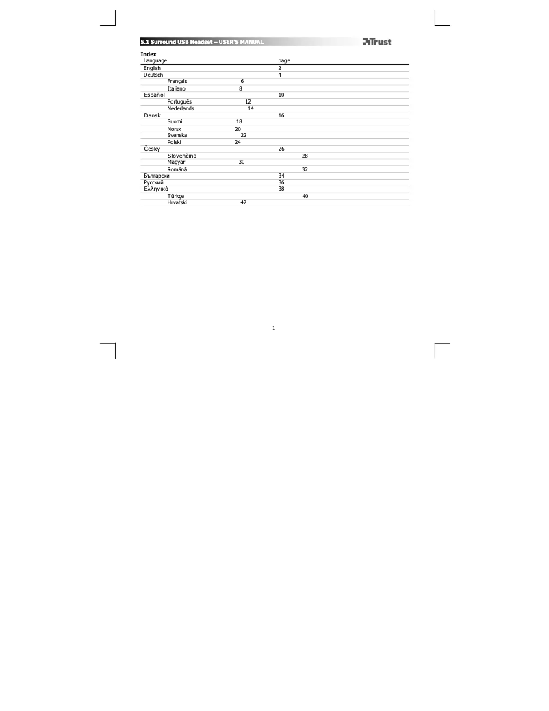 Página 1 del manual Manual de usuario Trust 5.1 Surround USB 17998