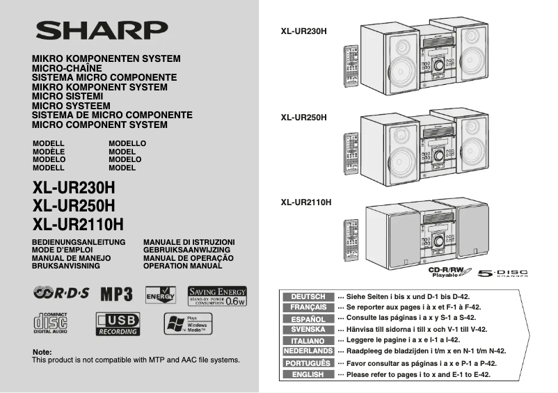 Imagen de la primera página del manual del dispositivo XL-UR2110H