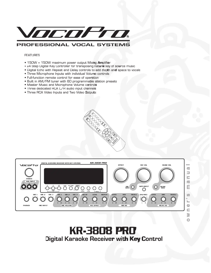 Imagen de la primera página del manual del dispositivo KRS-3808 PRO