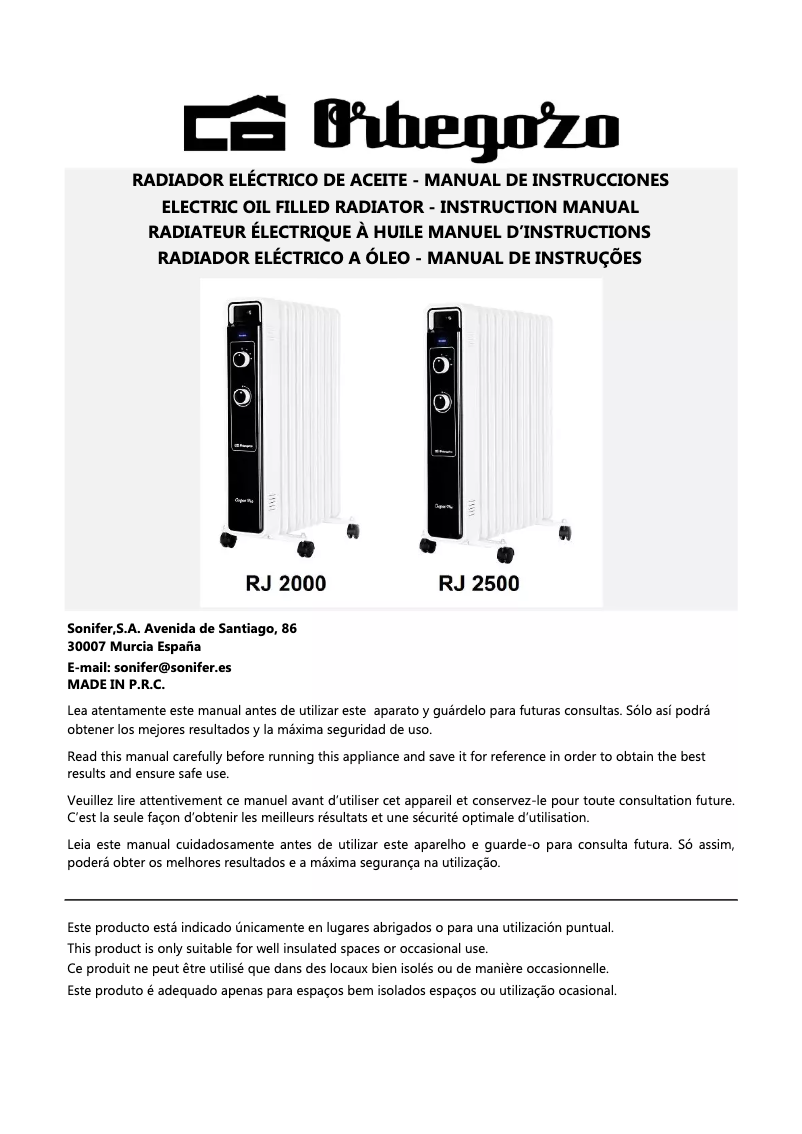 Página nº 1 - Manual de usuario Orbegozo RJ 2500