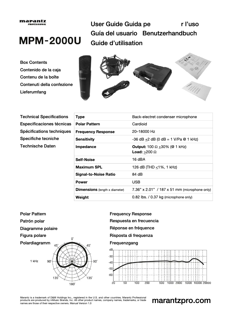 Página 1 del manual Manual de usuario Marantz MPM-2000U