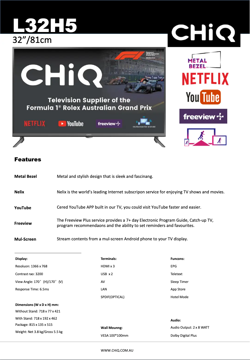 Imagen de la primera página del manual del dispositivo L32H5