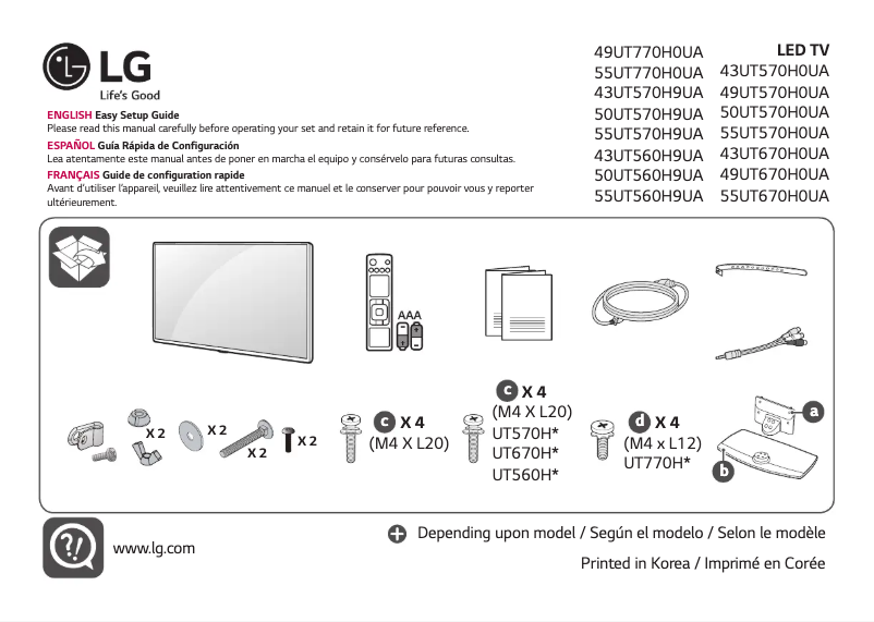 Imagen de la primera página del manual del dispositivo 55UT560H