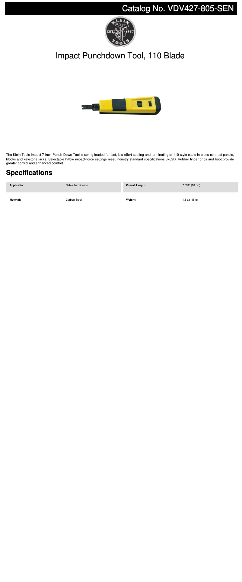 Imagen de la primera página del manual del dispositivo VDV427-805