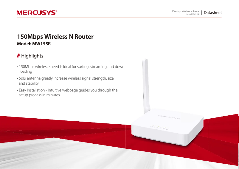 Imagen de la primera página del manual del dispositivo MW155R