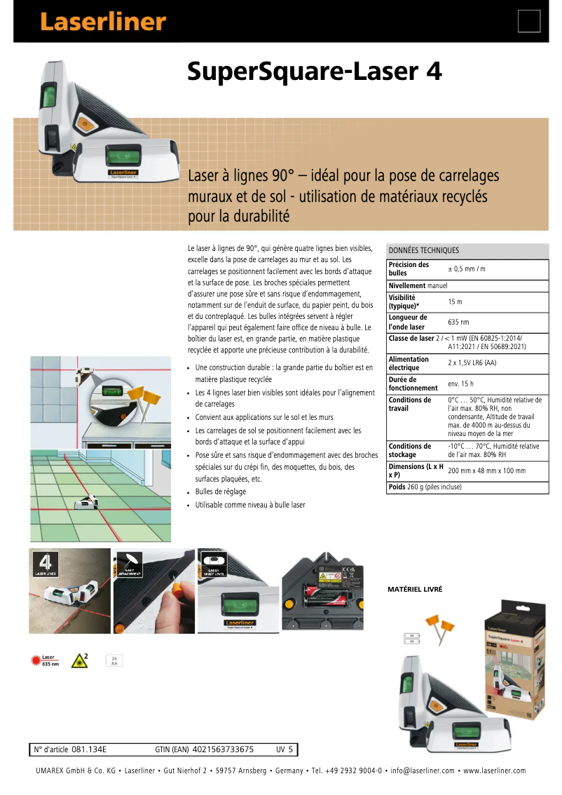 Imagen de la primera página del manual del dispositivo SuperSquare-Laser 4