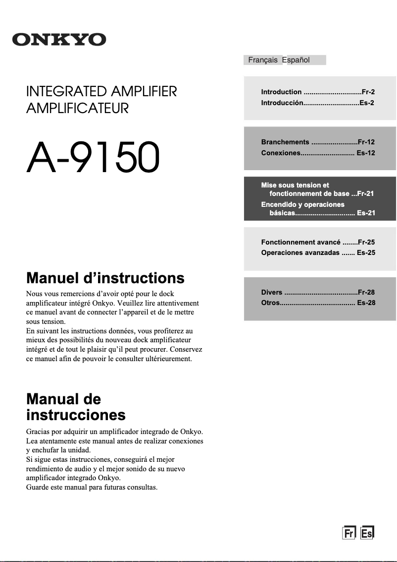 Página nº 1 - Manual de usuario Onkyo A-9150