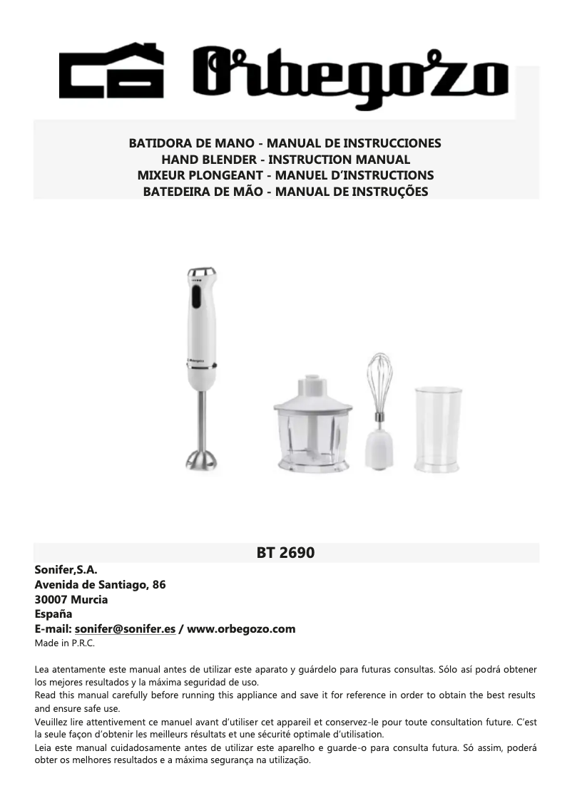 Imagen de la primera página del manual del dispositivo BT 2690