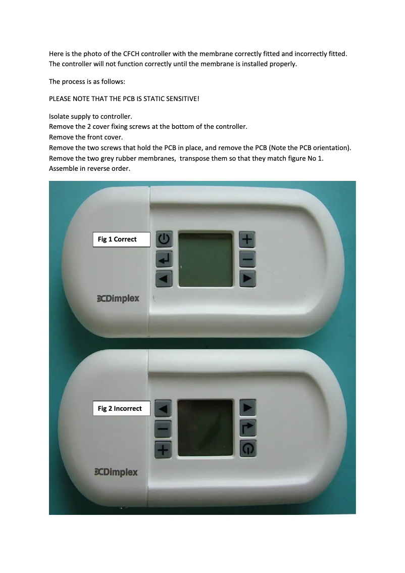 Página 1 del manual Ficha técnica Dimplex CFCH
