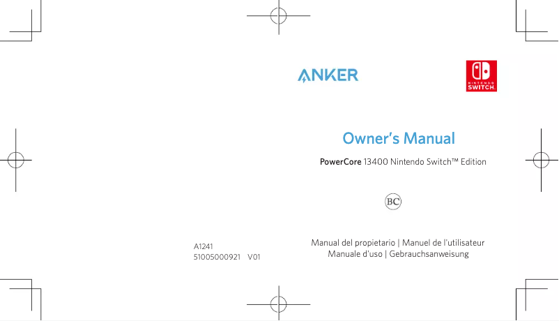 Página nº 1 - Manual de usuario Anker PowerCore 13400 Nintendo Switch