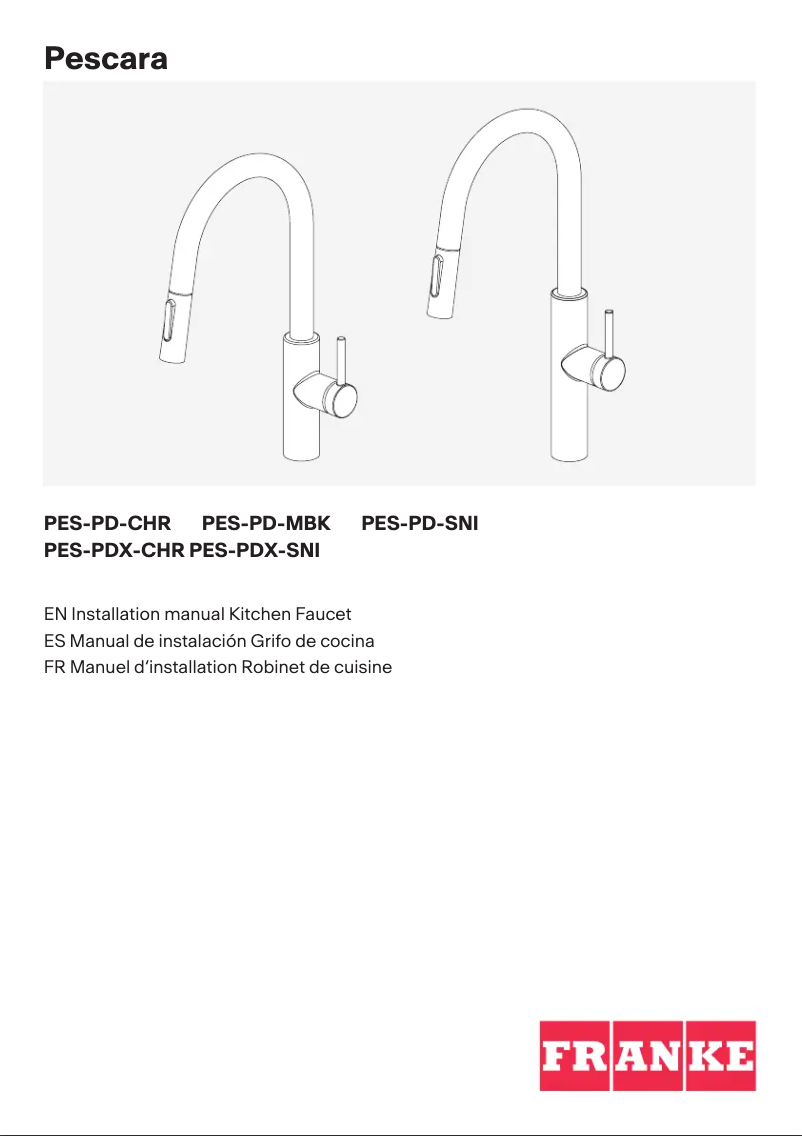 Página 1 del manual Guía de instalación Franke PES-PD-SNI