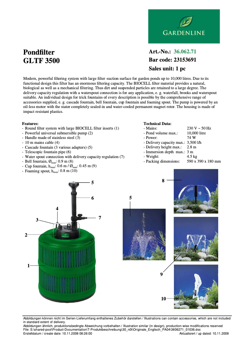Imagen de la primera página del manual del dispositivo GLTF 3500