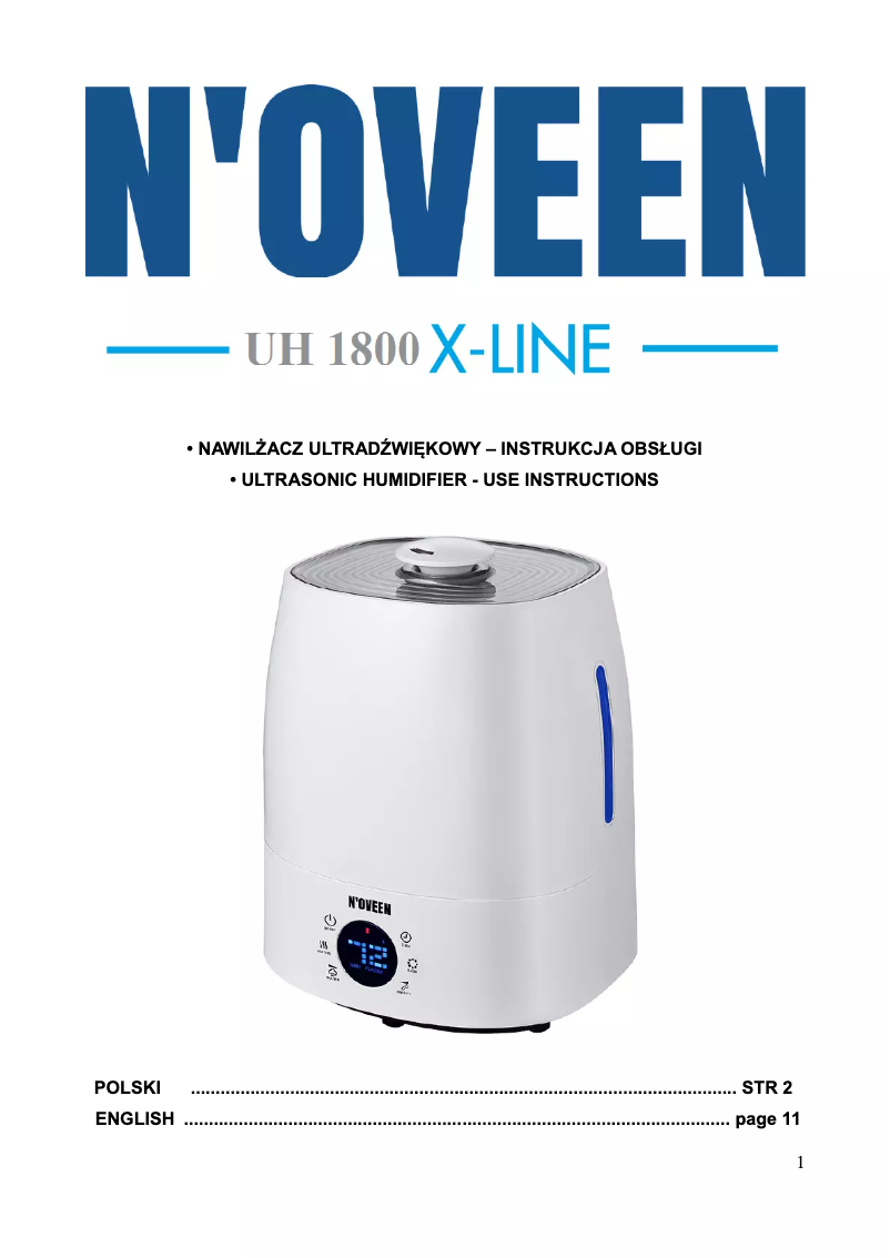 Imagen de la primera página del manual del dispositivo UH1800