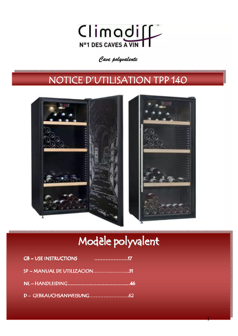Página 1 del manual Manual de usuario Climadiff TPP140