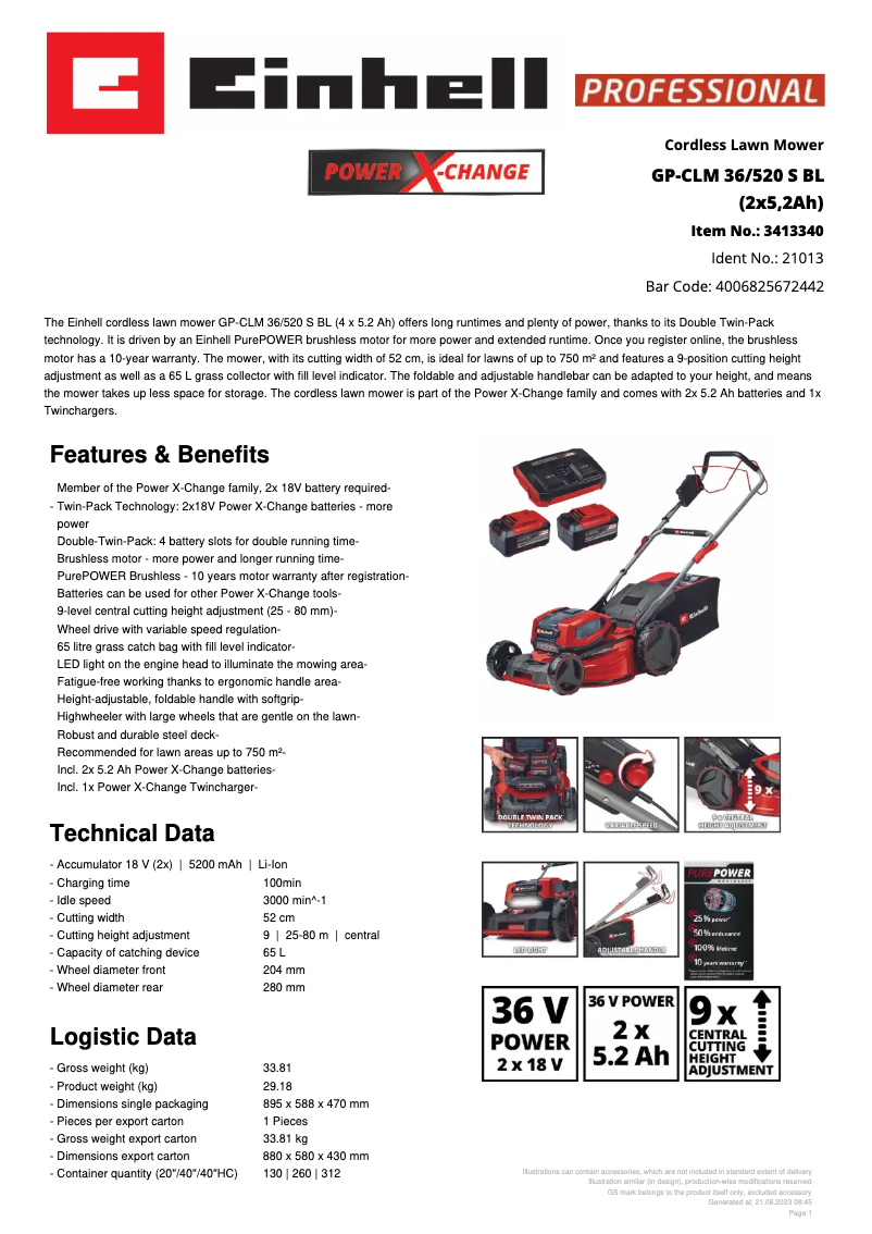 Imagen de la primera página del manual del dispositivo GP-CLM 36/520 S BL