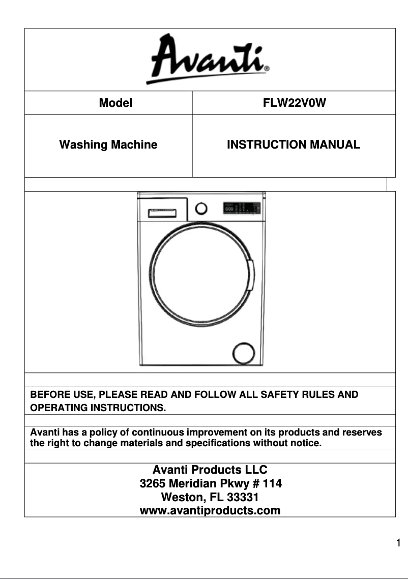 Imagen de la primera página del manual del dispositivo FLW22V0W