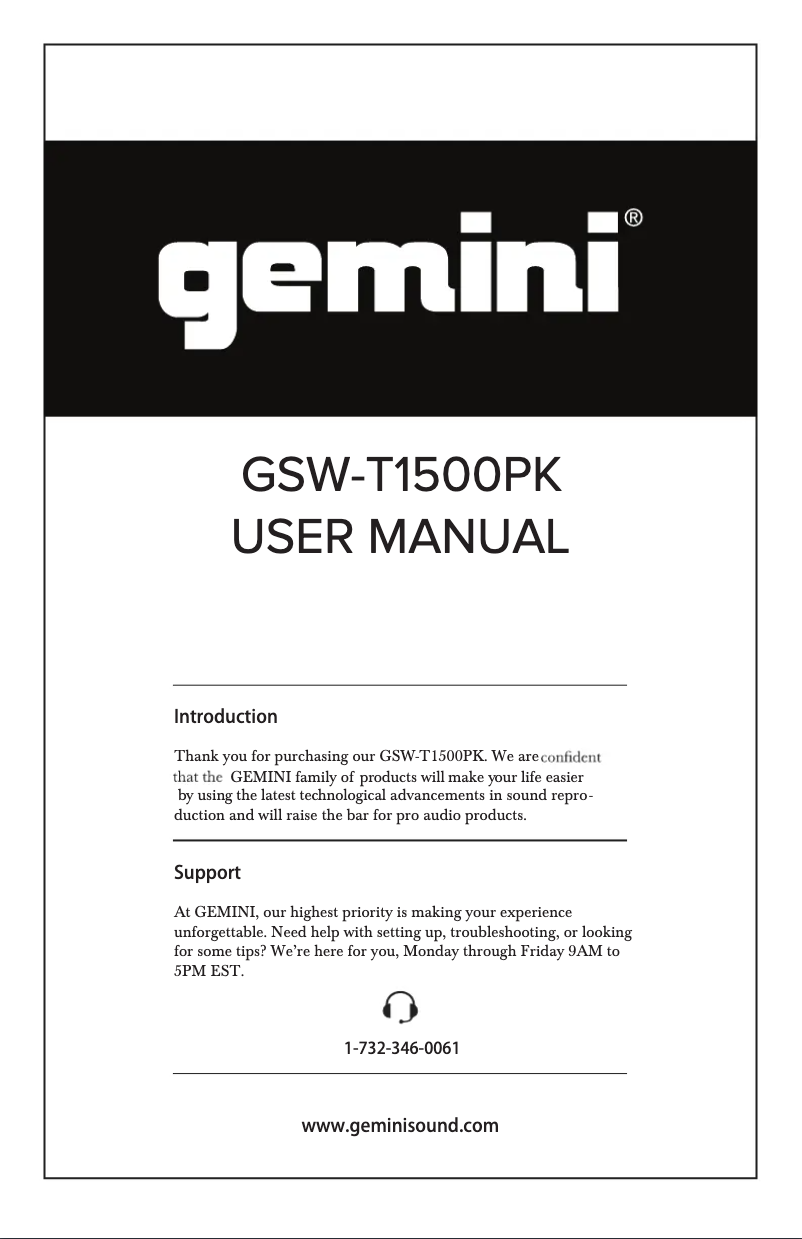 Imagen de la primera página del manual del dispositivo GSW-T1500