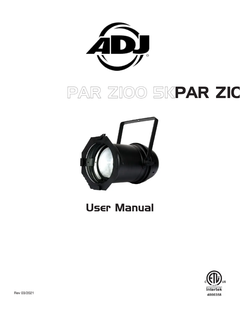 Imagen de la primera página del manual del dispositivo PAR Z100 5K