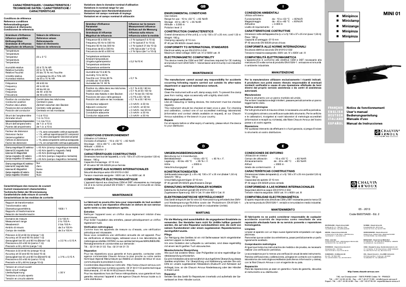 Página 1 del manual Manual de usuario Chauvin Arnoux MINI 01