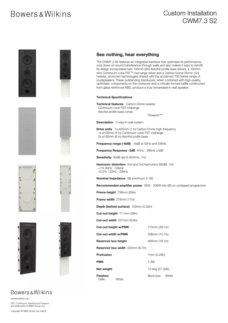 Página nº 1 - Ficha técnica Bowers & Wilkins CWM7.3 S2