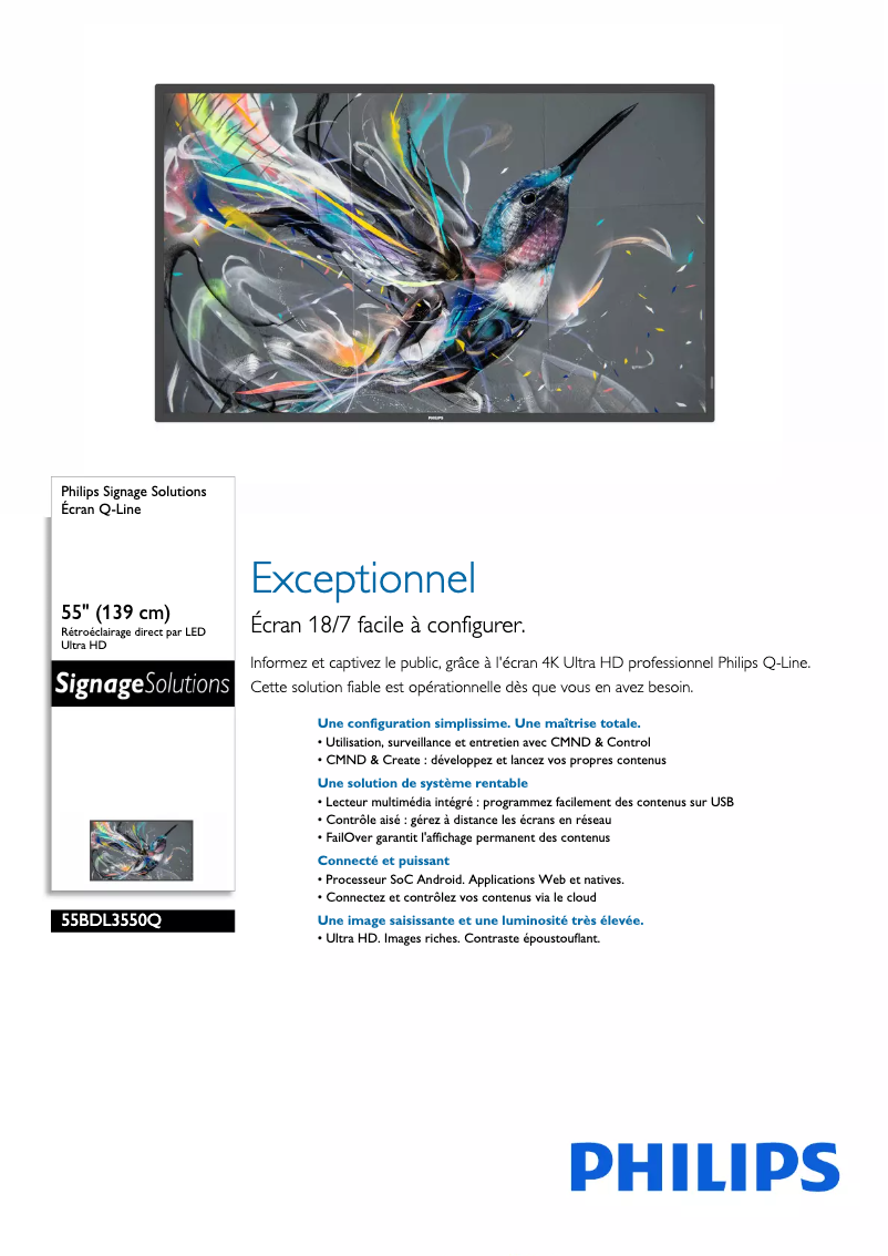 Página 1 del manual Ficha técnica Philips 55BDL3550Q