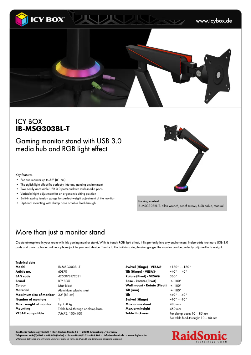 Página 1 del manual Manual de usuario Icy Box IB-MSG303BL-T