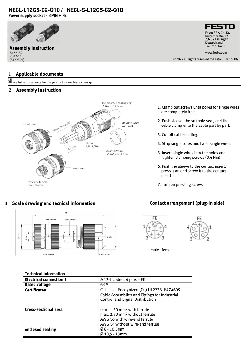 Página 1 del manual Manual de usuario Festo NECL-L12G5-C2-Q10