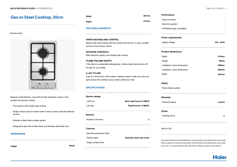 Imagen de la primera página del manual del dispositivo HCG302WFCX3