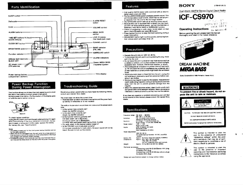 Imagen de la primera página del manual del dispositivo ICF-CS970