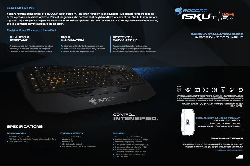 Imagen de la primera página del manual del dispositivo Isku+ Force FX