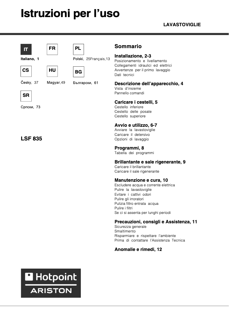 Imagen de la primera página del manual del dispositivo LSF 835 EU HA