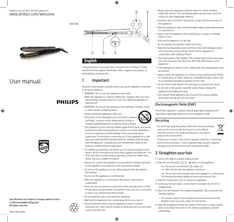 Página nº 1 - Manual de usuario Philips BHS736
