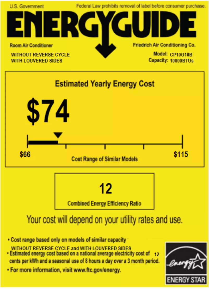 Página 1 del manual Etiqueta energética Friedrich Chill CP10G10B