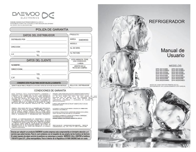 Página 1 del manual Manual de usuario Daewoo DFR-36510GNM