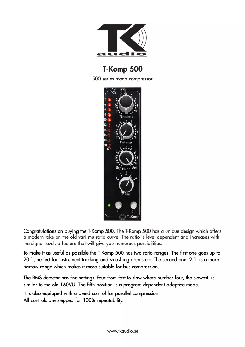 Página nº 1 - Manual de usuario TK Audio T-Komp 500