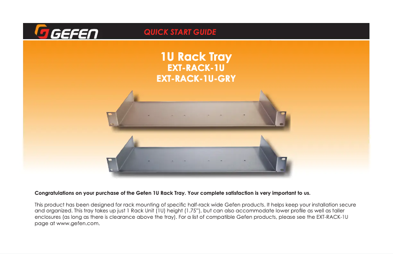 Página 1 del manual Manual de usuario Gefen EXT-RACK-1U-GRY
