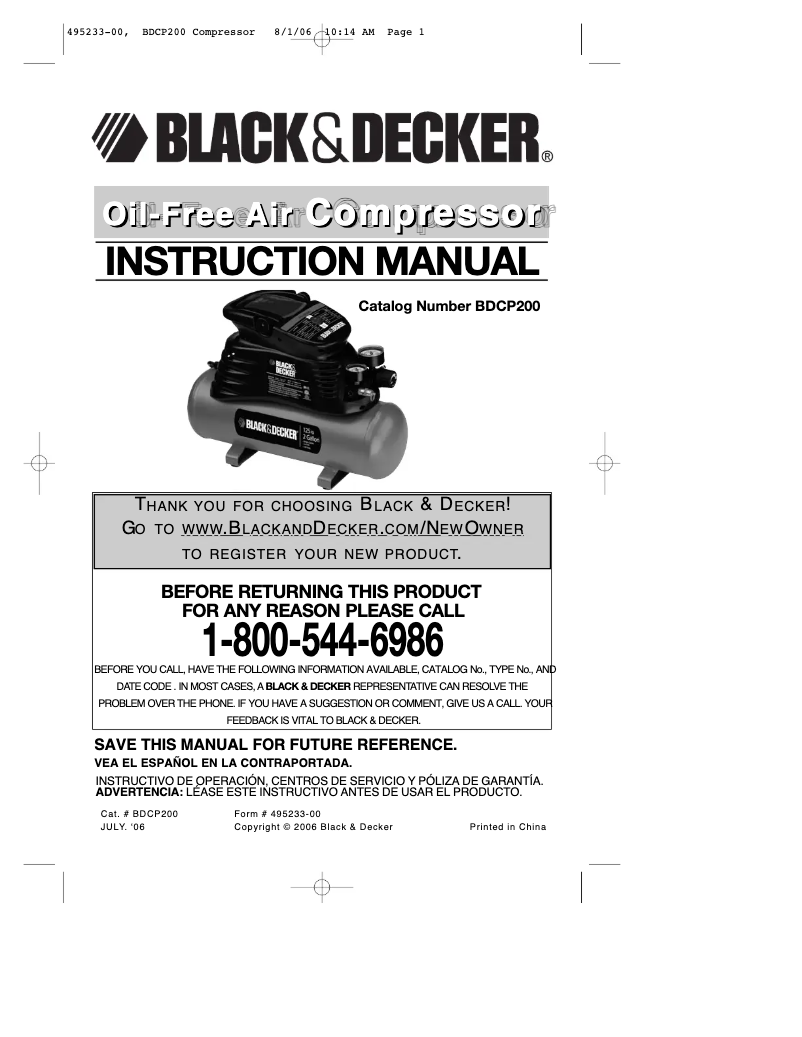 Página 1 del manual Manual de usuario Black & Decker BDCP200