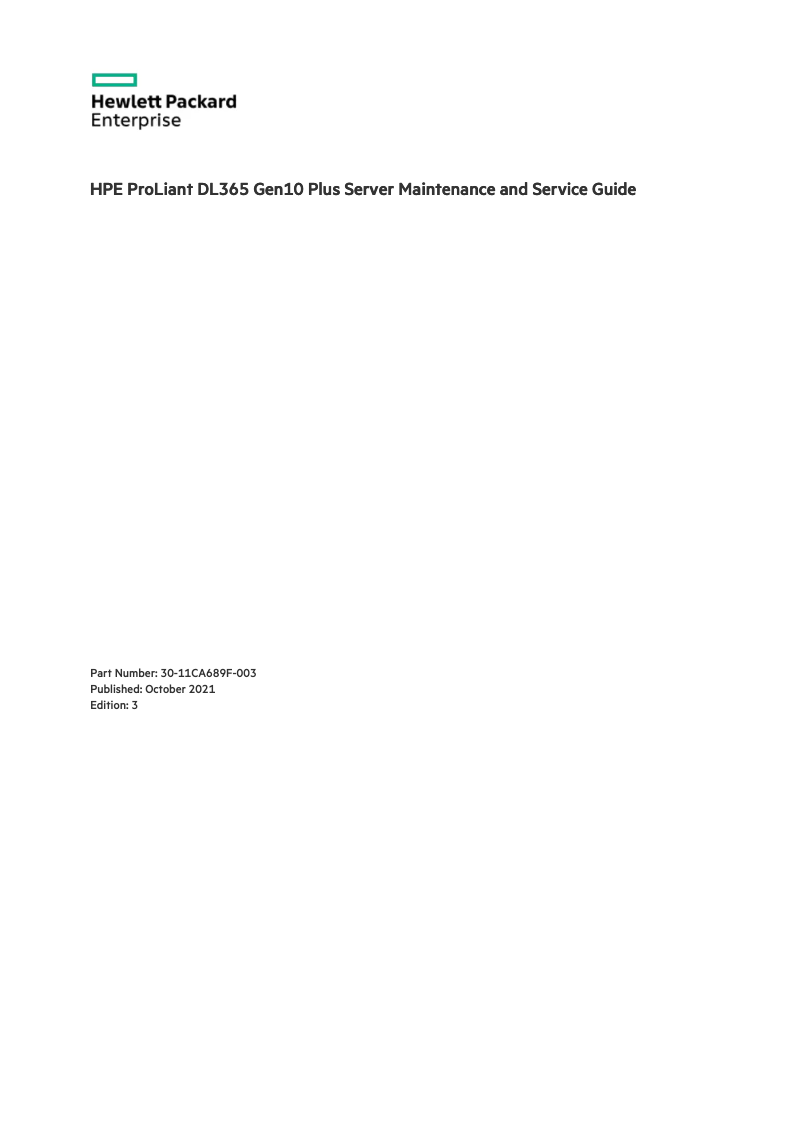 Página 1 del manual Manual de usuario HP ProLiant DL365 Gen10+