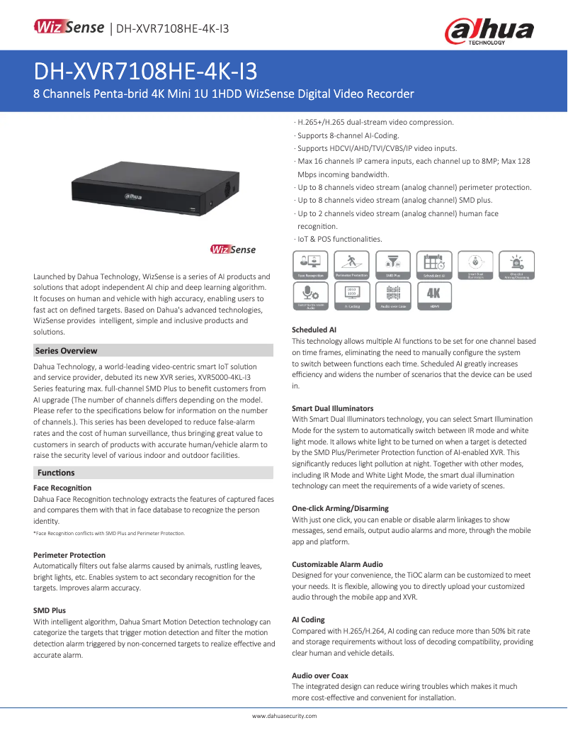 Imagen de la primera página del manual del dispositivo XVR7108HE-4K-I3