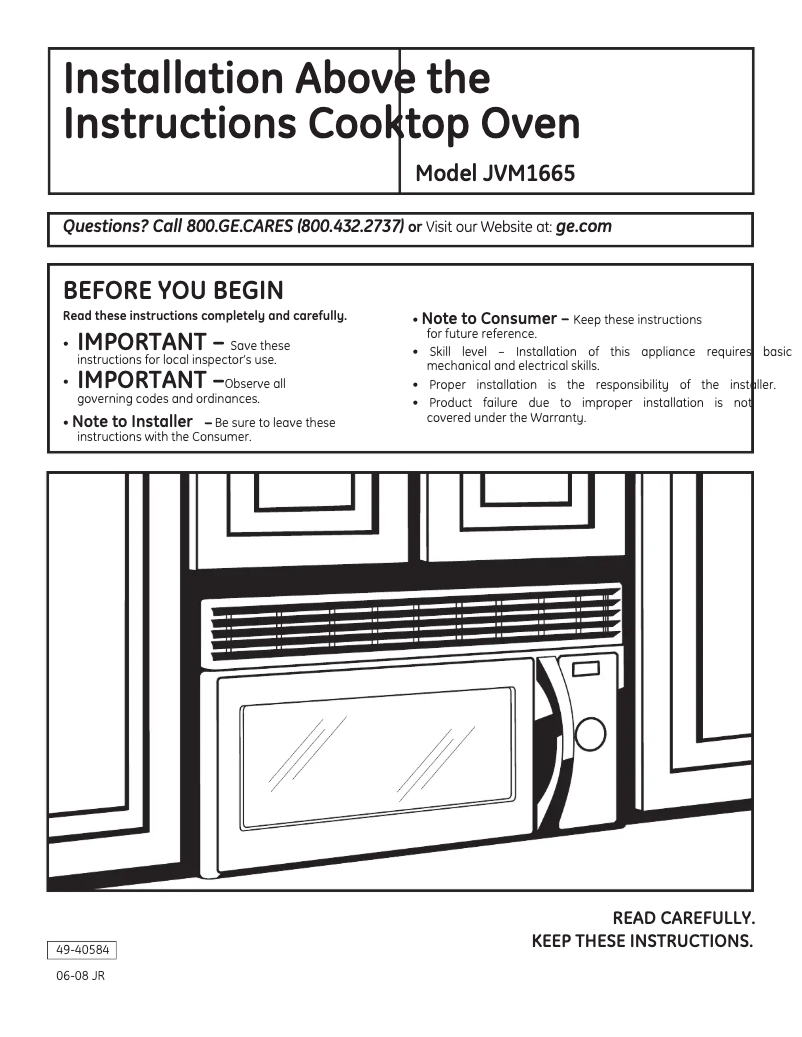 Imagen de la primera página del manual del dispositivo Spacemaker JVM1665DNWW