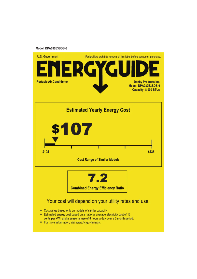 Página nº 1 - Etiqueta energética Danby DPA080E3BDB-6