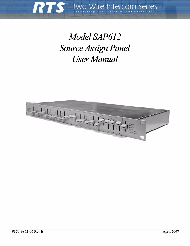 Página 1 del manual Manual de usuario RTS SAP-612