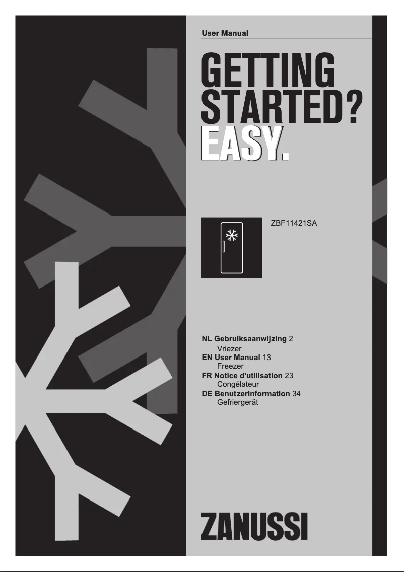 Imagen de la primera página del manual del dispositivo ZBF11421SA