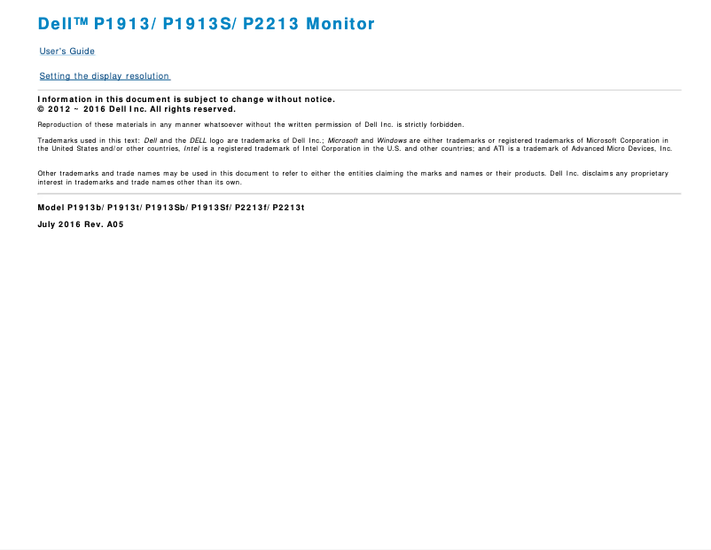 Imagen de la primera página del manual del dispositivo Professional P1913