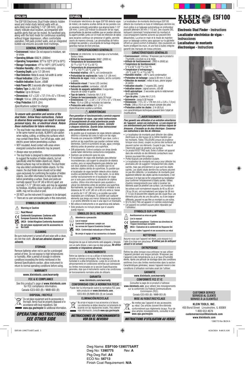 Imagen de la primera página del manual del dispositivo ESF100