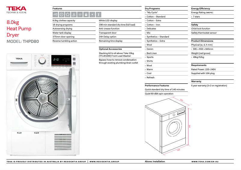 Imagen de la primera página del manual del dispositivo THPD80
