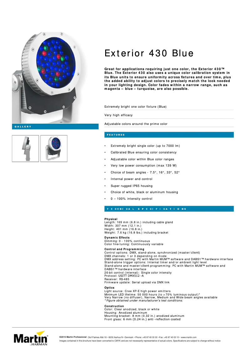 Página 1 del manual Ficha técnica Martin Exterior 430